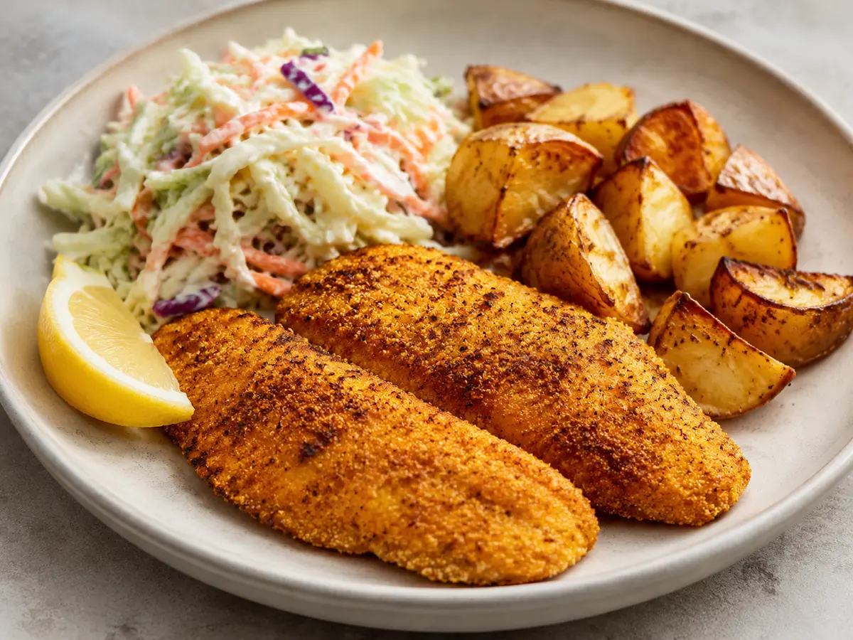 Air Fryer Catfish with Slaw recipe