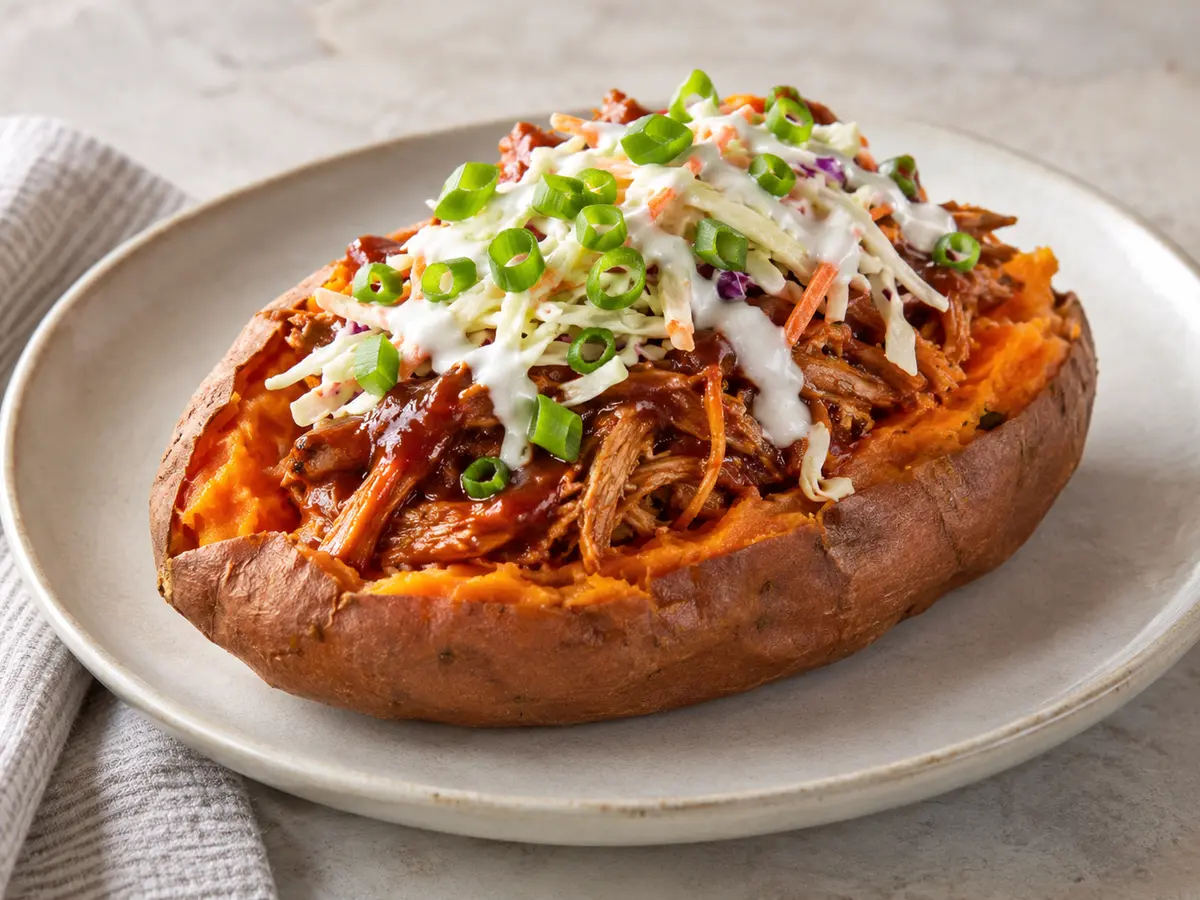 BBQ Pork Stuffed Sweet Potatoes recipe