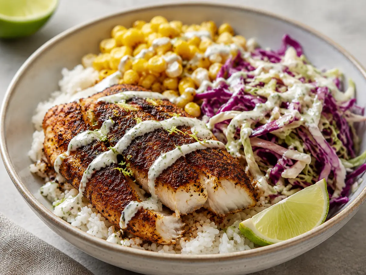 Blackened Fish Rice Bowls recipe