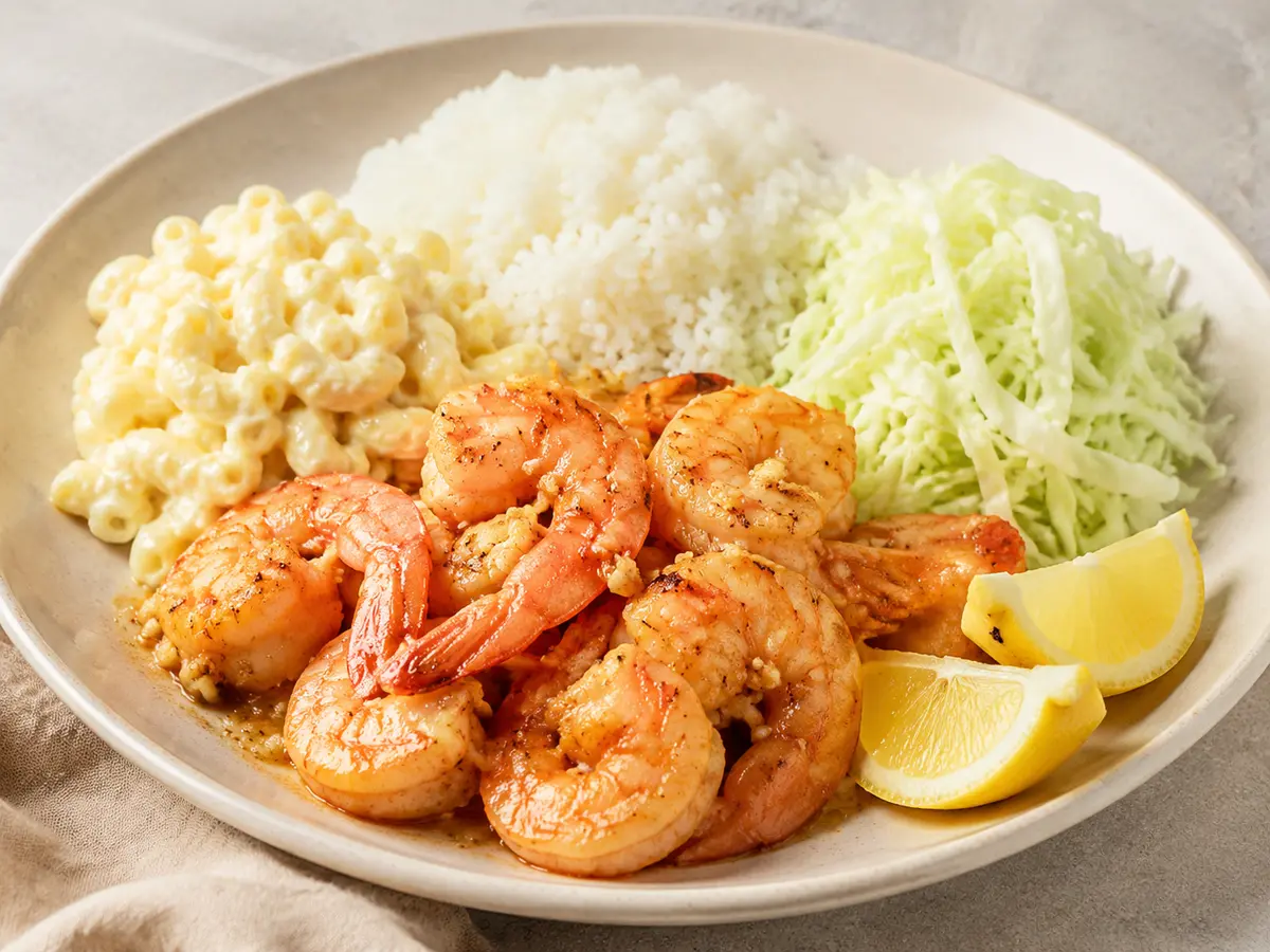 Garlic Shrimp Plate Lunch recipe