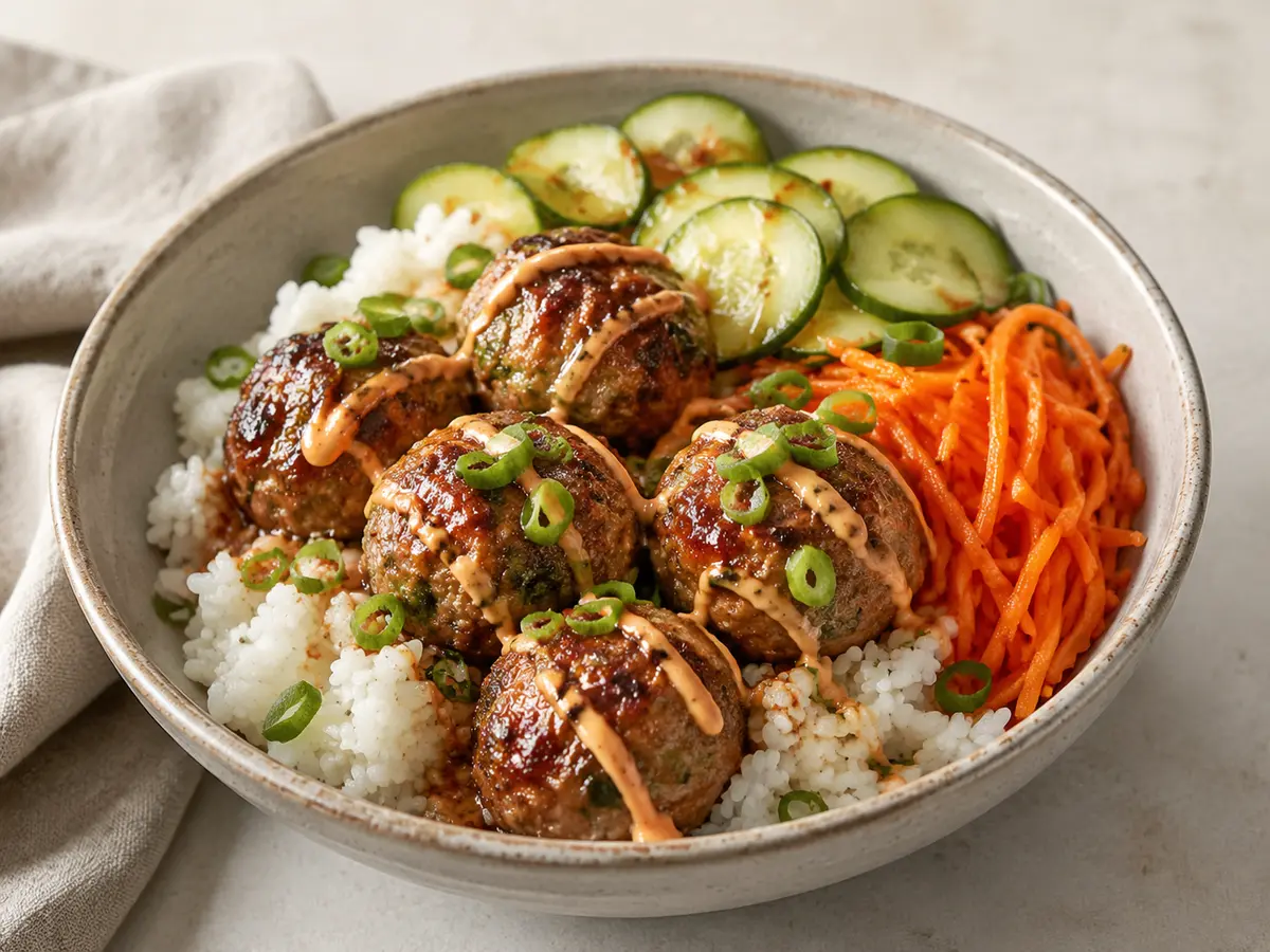 Korean Beef Meatball Bowls recipe
