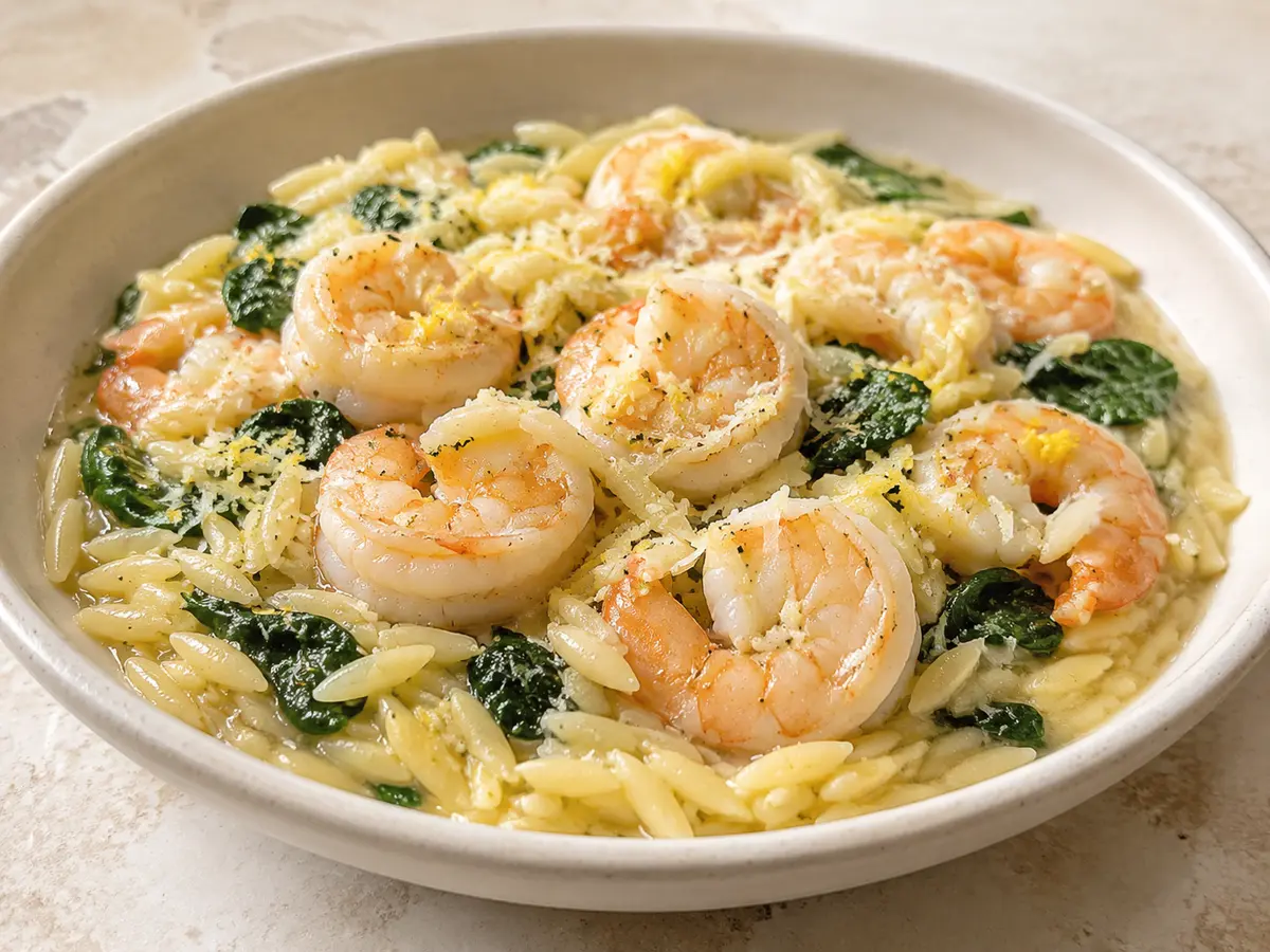 Lemon Garlic Shrimp Orzo recipe