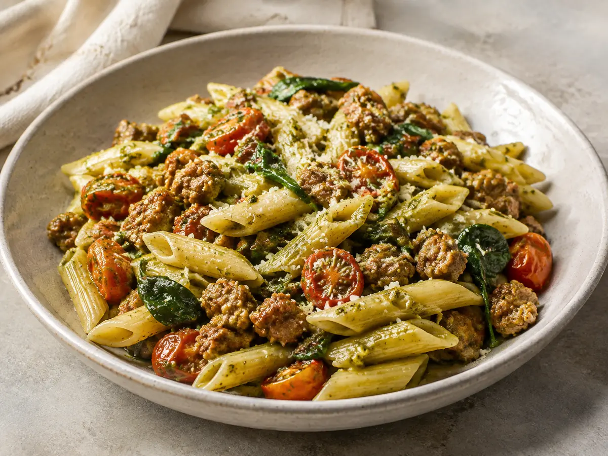 Pesto Sausage Pasta recipe