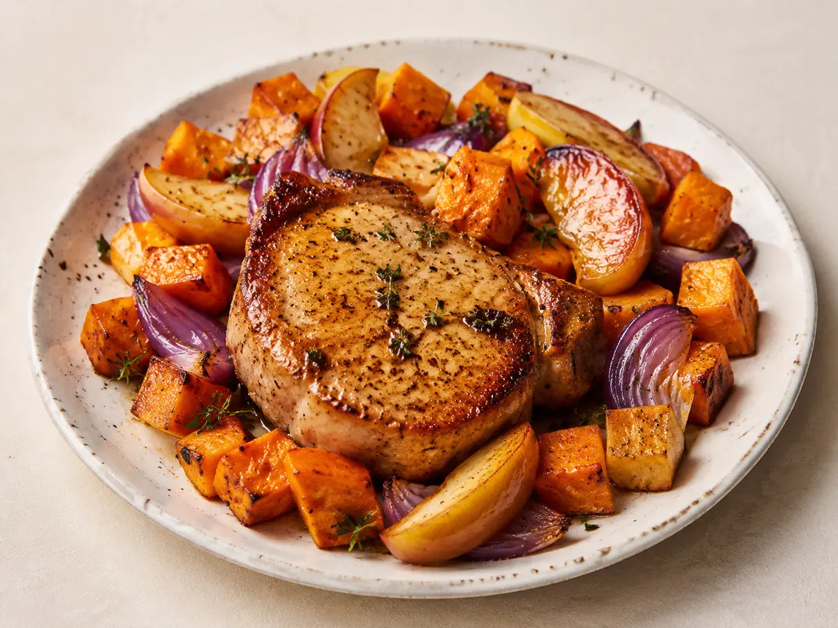 Pork Chop and Apple Sheet Pan recipe