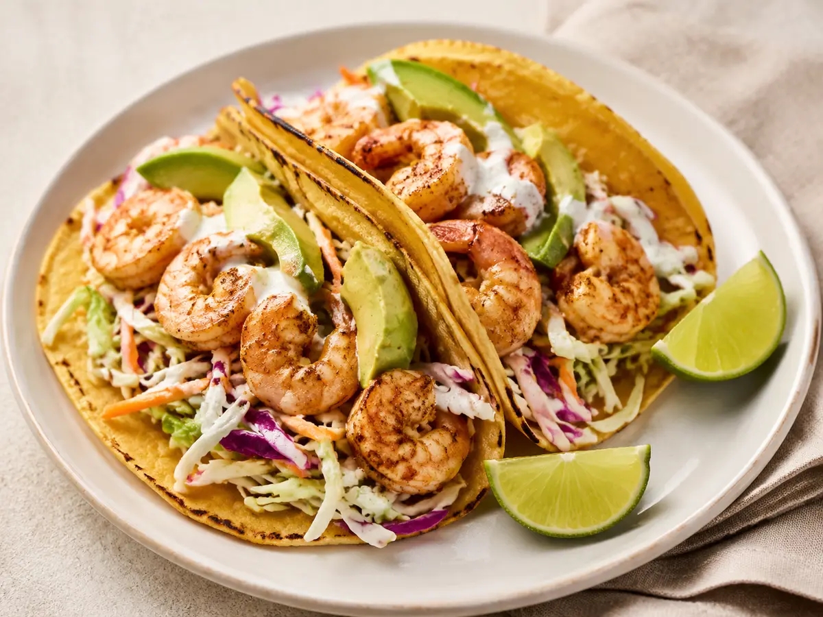 Shrimp Tacos with Lime Slaw recipe
