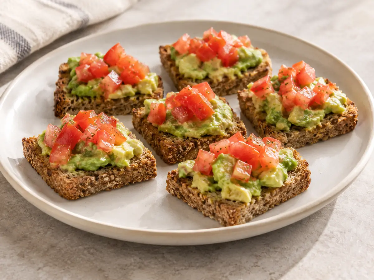 Avocado Tomato Toast Bites recipe