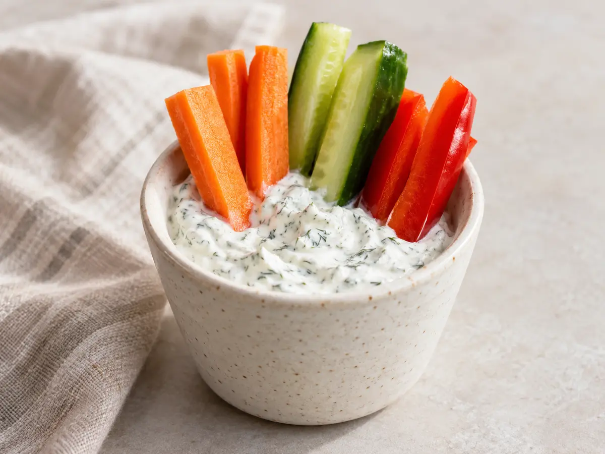 Greek Yogurt Ranch Veggie Dip Cups recipe