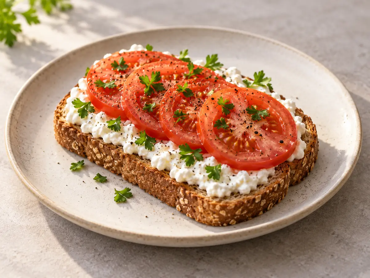 Savory Cottage Cheese Tomato Toast recipe